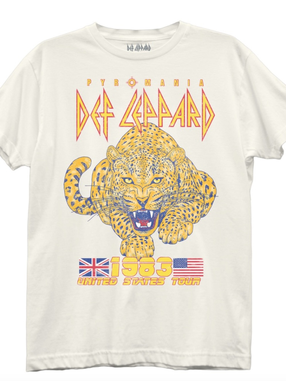 Def Leppard Cream Pyromania Leopard Graphic Tee - Women's
